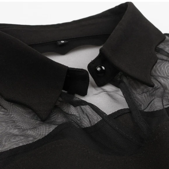 Gossamer BAT Dress Black Women's Long Sleeve Party Dress Midi Sweetheart - Picture 7 of 15